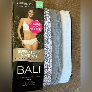 Bali Hipster 4 pk of panties. Super soft stretch. NWT. Women’s Size 8 /XL